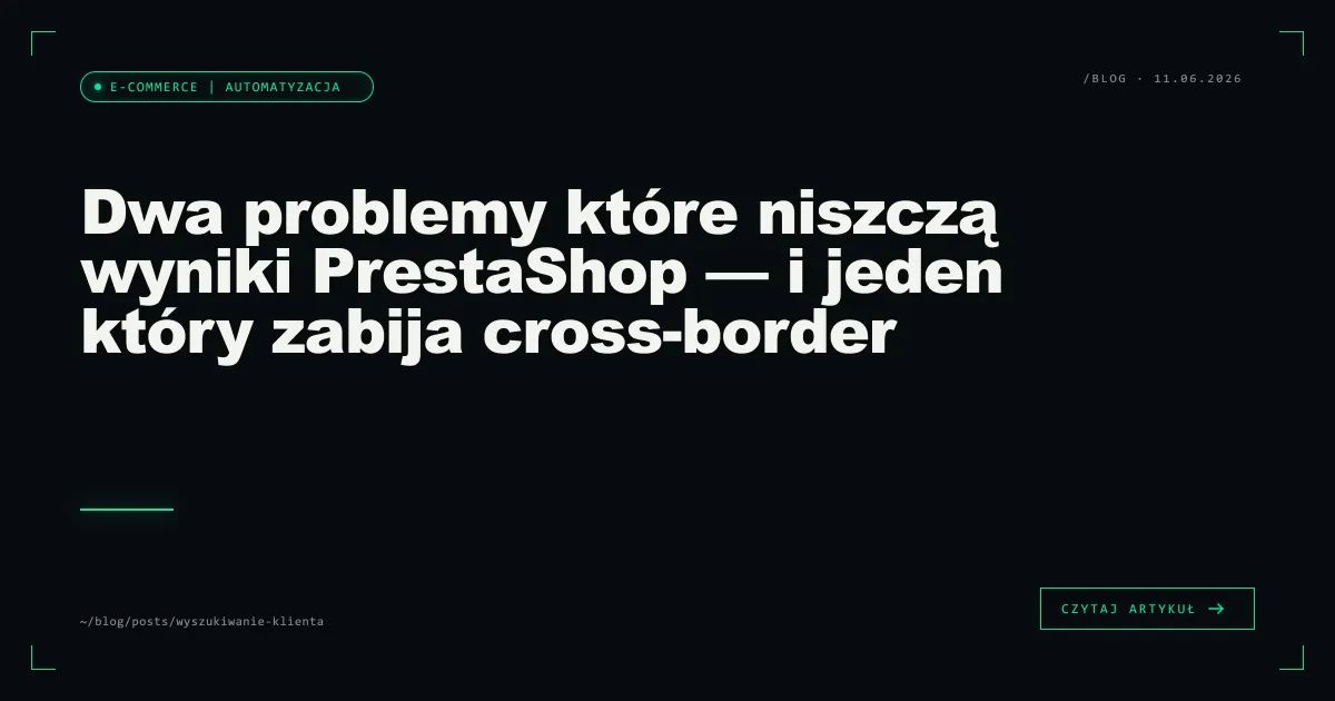 Dwa problemy które niszczą wyniki PrestaShop — i jeden który zabija cross-border